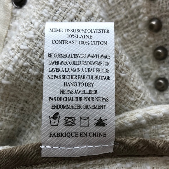 Miss Me Cream Studded Shoulder Wool Blend Jacket - Picture 7 of 7